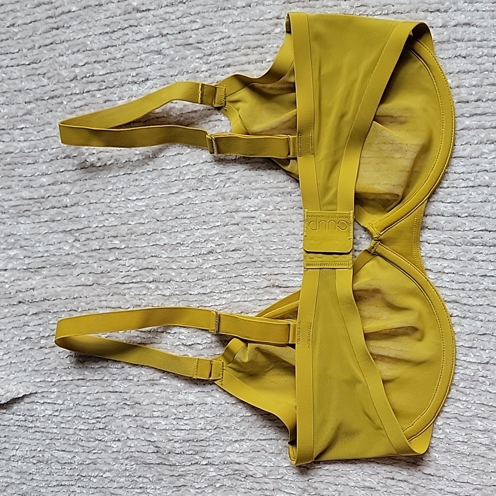 💗  CUUP The Plunge Mesh Underwire UW Bra Yellow Sun 34F 34DDD New - Picture 4 of 10